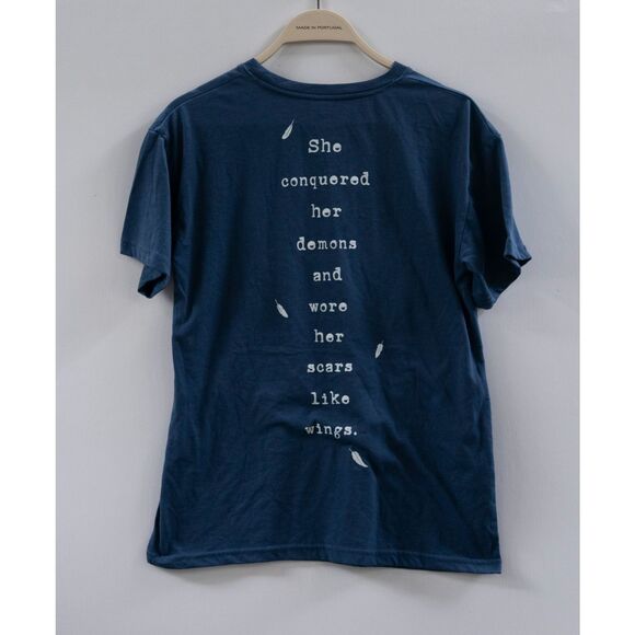 Atticus NWOT T-Shirt Women's She Conquered Her Demons Blue Size M - Picture 1 of 6
